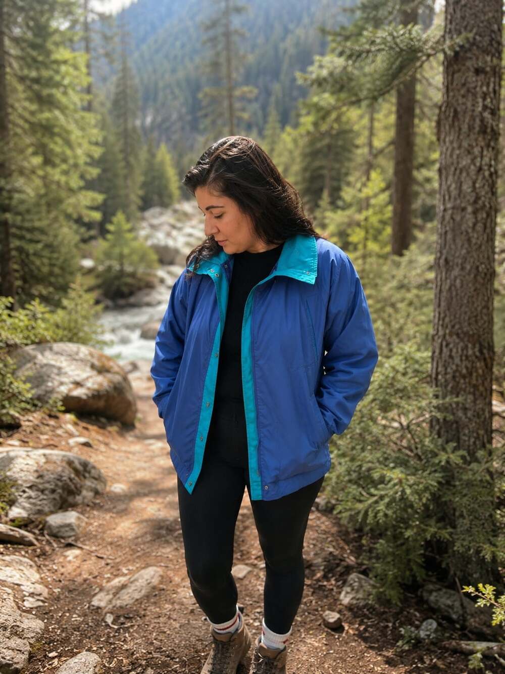 Vintage Pacific Trail Blue Utility Jacket with Plaid Lining
